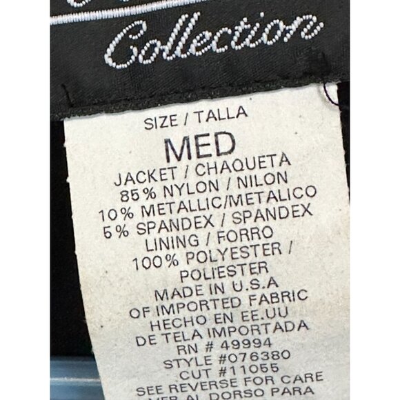 R & M Collection Women Knit Top Jacket Combo Blk Red Sparkle Evening Sweater Med - Picture 8 of 12